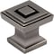 Jeffrey Alexander 1" Overall Length Brushed Pewter Square Delmar Cabinet Knob 585BNBDL - alternate 1